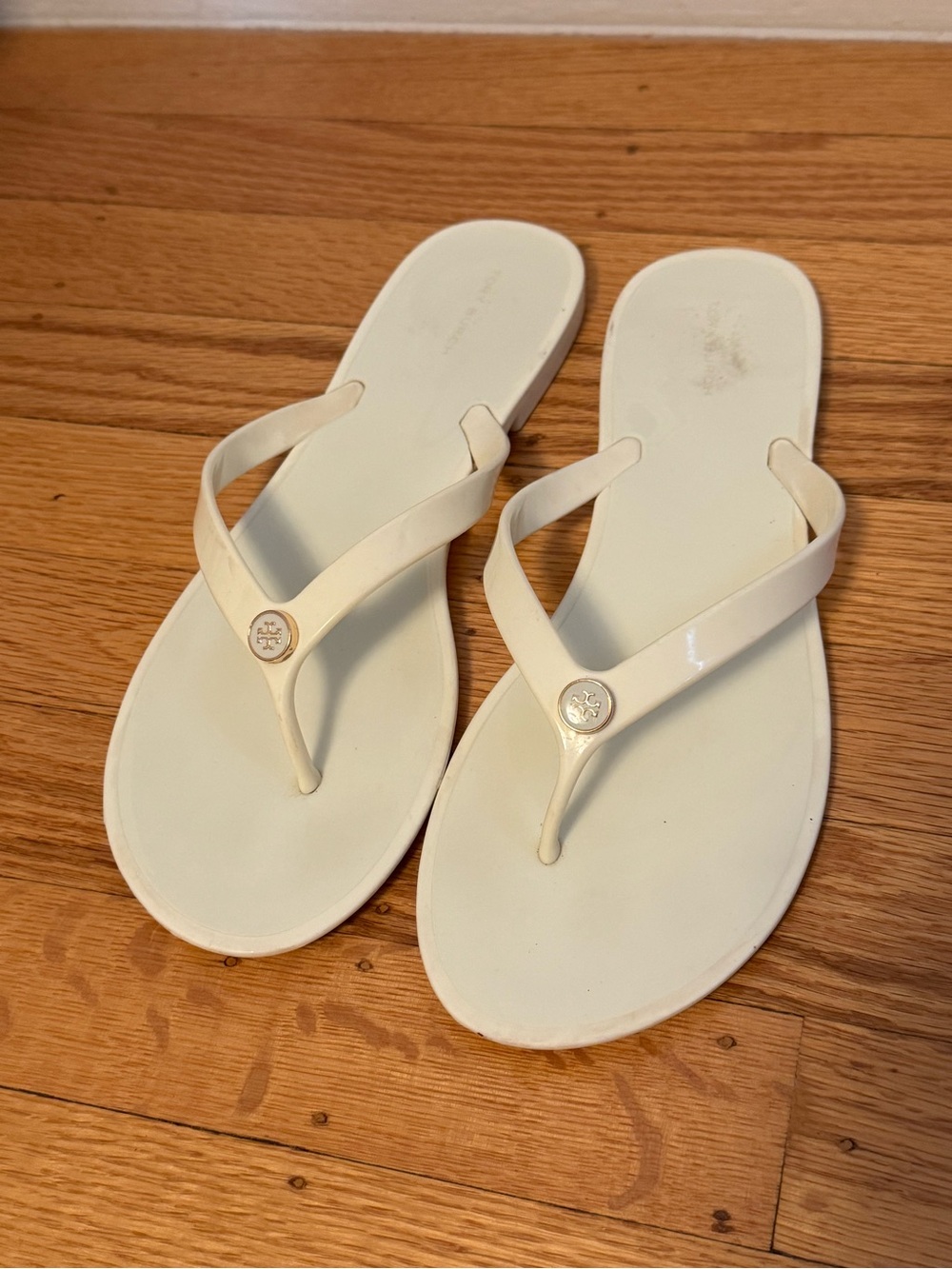 Tory Burch Cream Logo Thong Sandals